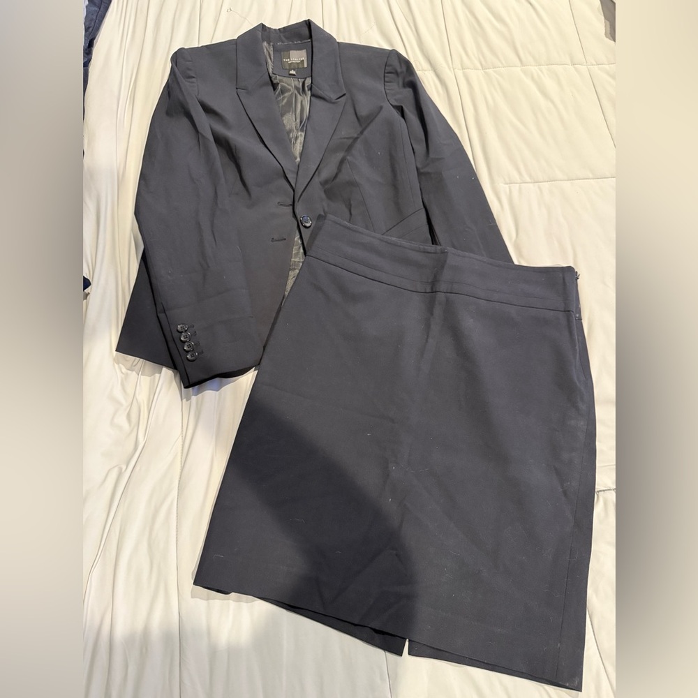 The Limited Navy Blue Two Piece Skirt and Suit Jacket Set